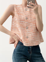 Load image into Gallery viewer, Tweed Button Blouse in Orange