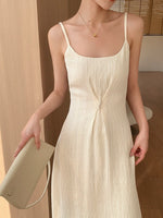 Load image into Gallery viewer, Crepe Cami Button Dress in Cream