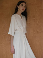 Load image into Gallery viewer, Mandarin Knot Shift Dress in Cream