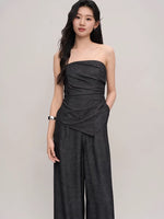 Load image into Gallery viewer, Chambray Bustier Pocket Maxi Jumpsuit in Navy