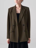 Load image into Gallery viewer, Double Breasted Oversized Blazer in Olive Green