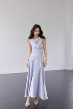 Load image into Gallery viewer, Satin Drape Wrap Top // Maxi Skirt in Lavender