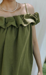 Load image into Gallery viewer, Crepe Ruffle Dress in Green