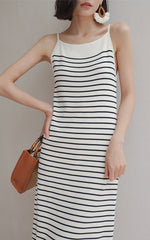 Load image into Gallery viewer, Striped Camisole Stretch Dress in White