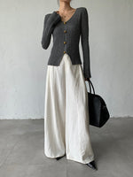 Load image into Gallery viewer, Textured Split Hem Top in Grey