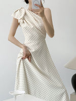 Load image into Gallery viewer, Toga Bow Polka Dress in Cream
