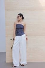 Load image into Gallery viewer, Checked Gathered Bustier Top in Blue