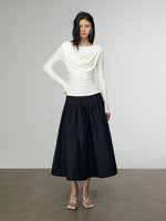 Load image into Gallery viewer, A-Line Panel Midi Skirt in Black