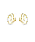 Load image into Gallery viewer, Trio Diamante Hoop Earrings