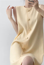 Load image into Gallery viewer, Contrast Button Shift Dress in Yellow