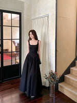Load image into Gallery viewer, Drop Back Sleeveless Stretch Maxi Dress in Black