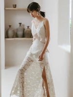 Load image into Gallery viewer, Drop Back Lace Maxi Dress in Cream