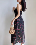 Load image into Gallery viewer, Boysenberry Printed Midi Dress in Black