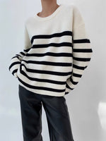 Load image into Gallery viewer, Oversized Ribbed Striped Sweater in White