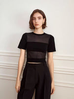 Load image into Gallery viewer, Tencel Sheer Panel Top in Black