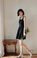 Load image into Gallery viewer, Tie Back Mid Flare Dress in Black