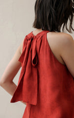Load image into Gallery viewer, Ribbon Tie Sleeveless Top in Red
