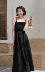 Load image into Gallery viewer, Rusching Cami Maxi Dress in Black