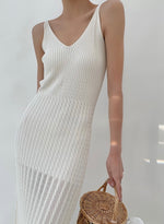 Load image into Gallery viewer, Braid Knit Tank Maxi Dress in White