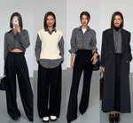 Load image into Gallery viewer, Trumpet Flare Stretch Trousers in Black