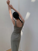 Load image into Gallery viewer, Side Shirring Sheath Dress in Beige