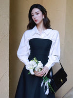 Load image into Gallery viewer, Bustier Shirt Dress in Black