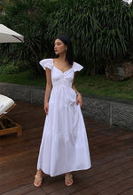 Load image into Gallery viewer, Flutter Sleeve Panel Pocket Maxi Dress in White