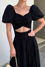 Load image into Gallery viewer, Sweetheart Cutout High Slit Maxi Dress in Black