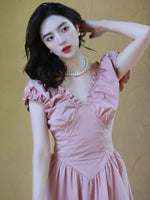 Load image into Gallery viewer, Puff Sleeve Pocket Maxi Dress in Hot Pink