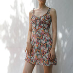 Load image into Gallery viewer, Antique Floral Cami Tie Mini Dress in Multi