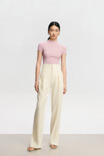 Load image into Gallery viewer, High Waist Split Hem Tailored Trousers in Cream
