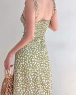 Load image into Gallery viewer, Arcalia Floral Tie Strap Slit Dress in Green