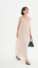 Load image into Gallery viewer, Pleated V Cami Maxi Dress in Cream