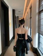 Load image into Gallery viewer, Bustier Pocket Maxi Jumpsuit in Black