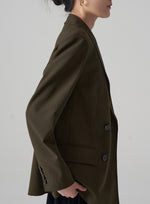 Load image into Gallery viewer, Double Breasted Oversized Blazer in Olive Green