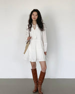 Load image into Gallery viewer, Tiered Tassel Long Sleeve Dress in White