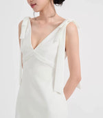 Load image into Gallery viewer, Drop Back Long Bow Gown in White