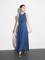 Load image into Gallery viewer, Denim Pocket Maxi Dress in Blue