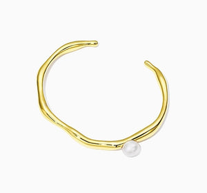 Textured Pearl Open Bangle