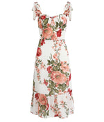 Load image into Gallery viewer, Olivia Floral Tie Strap Dress in White/Red