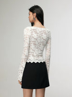 Load image into Gallery viewer, Long Sleeve Lace Top in White