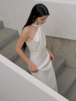 Load image into Gallery viewer, Twist Open back Gown Gown in White