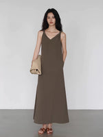 Load image into Gallery viewer, Twist Strap Pocket Maxi Dress in Brown