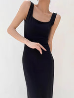 Load image into Gallery viewer, Cutout Twist Back Slit Dress in Black
