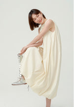 Load image into Gallery viewer, Sleeveless Pocket Bubble Dress in Cream