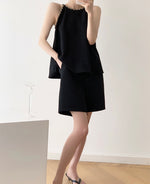 Load image into Gallery viewer, Braid Edge Satin Camisole Top in Black