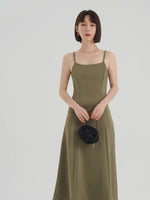 Load image into Gallery viewer, Tailored Cami Panel Dress in Green