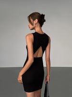 Load image into Gallery viewer, Cutout Back Mini Dress in Black