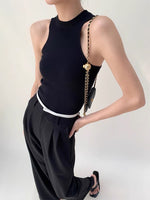 Load image into Gallery viewer, Deep Cut Knit Tank in Black