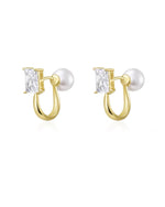 Load image into Gallery viewer, Pearl Diamante Loop Earrings